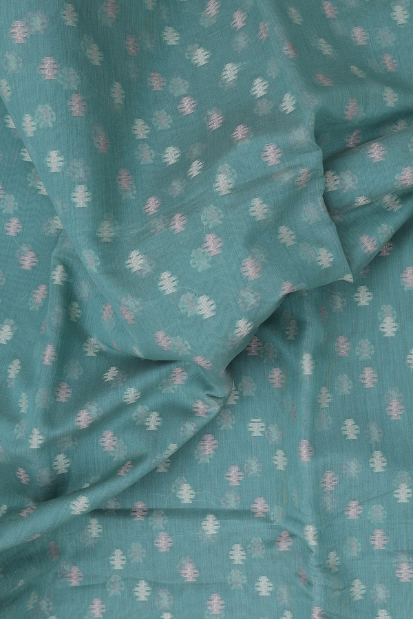 Kota Cotton Saree In Green With Threadwork Buttas