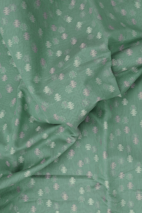 Kota Cotton Saree In Green With Threadwork Buttas