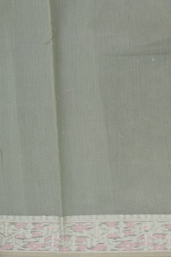 Kota Cotton Saree In Sage Green With Floral Design