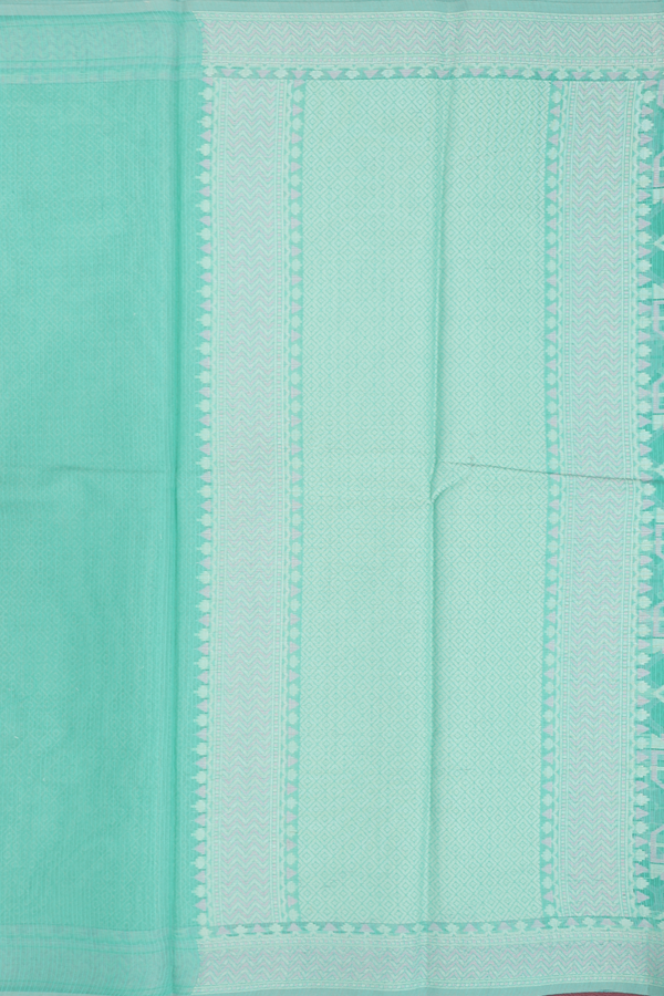 Kota Cotton Saree In Mint Green With Threadwork Design