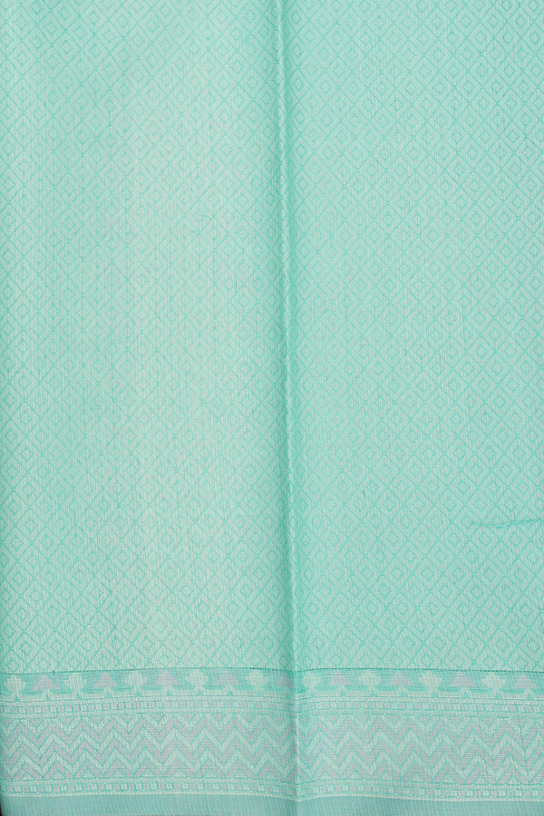 Kota Cotton Saree In Mint Green With Threadwork Design