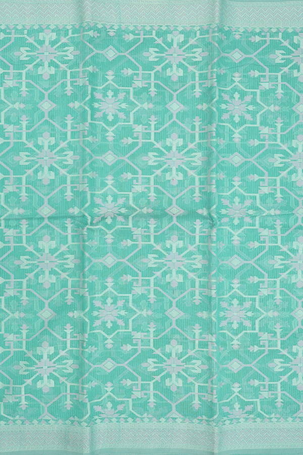 Kota Cotton Saree In Mint Green With Threadwork Design
