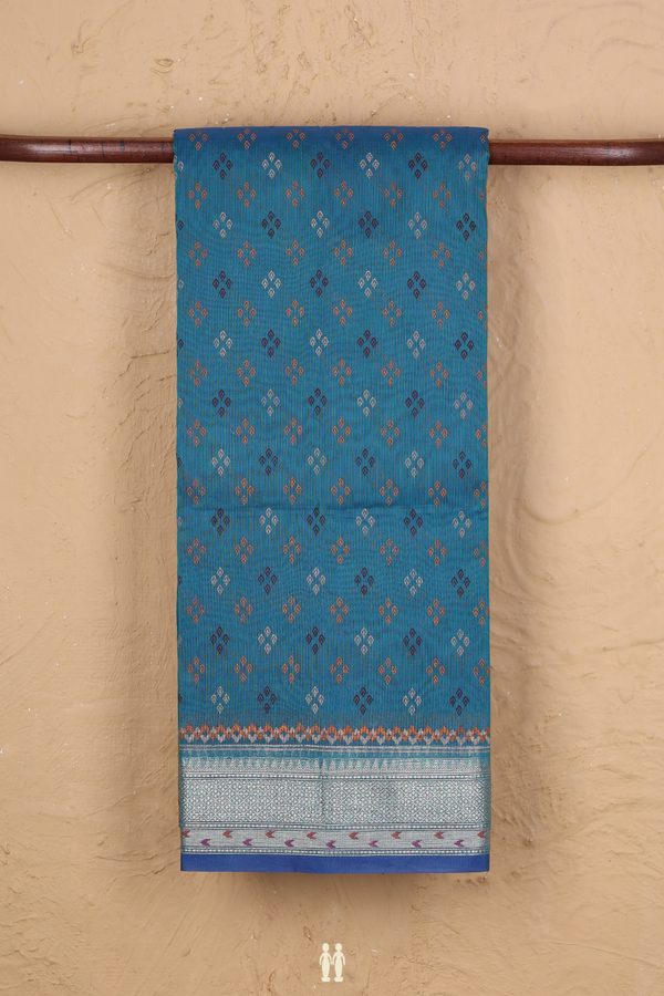 Kota Cotton Saree In Blue With Allover Buttas