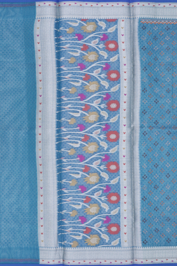 Kota Cotton Saree In Blue With Allover Buttas