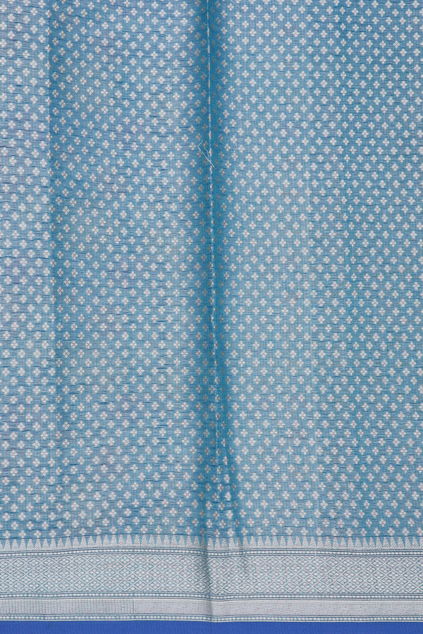 Kota Cotton Saree In Blue With Allover Buttas