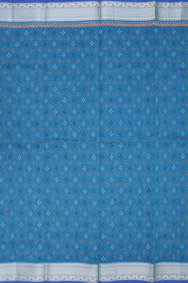 Kota Cotton Saree In Blue With Allover Buttas