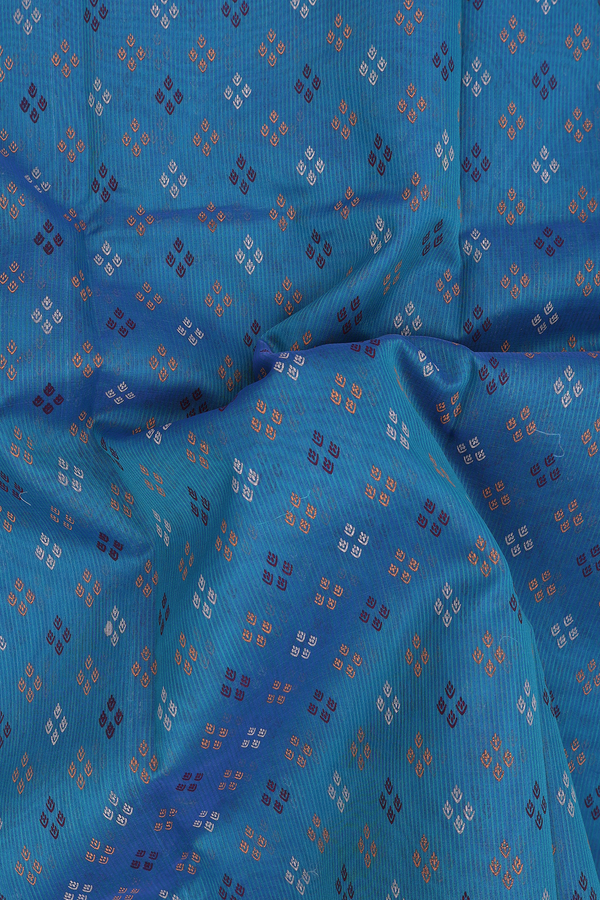 Kota Cotton Saree In Blue With Allover Buttas