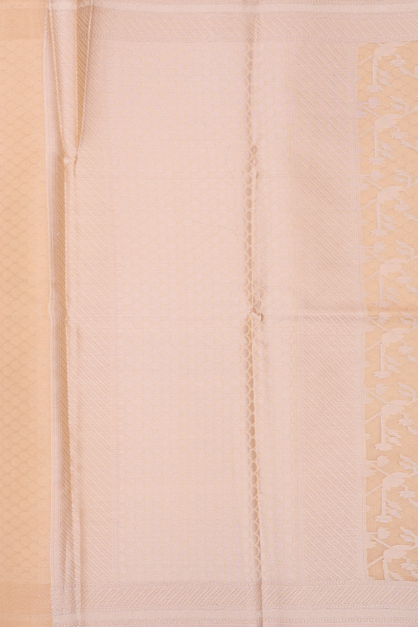 Kota Cotton Saree In Light Orange With Floral Design
