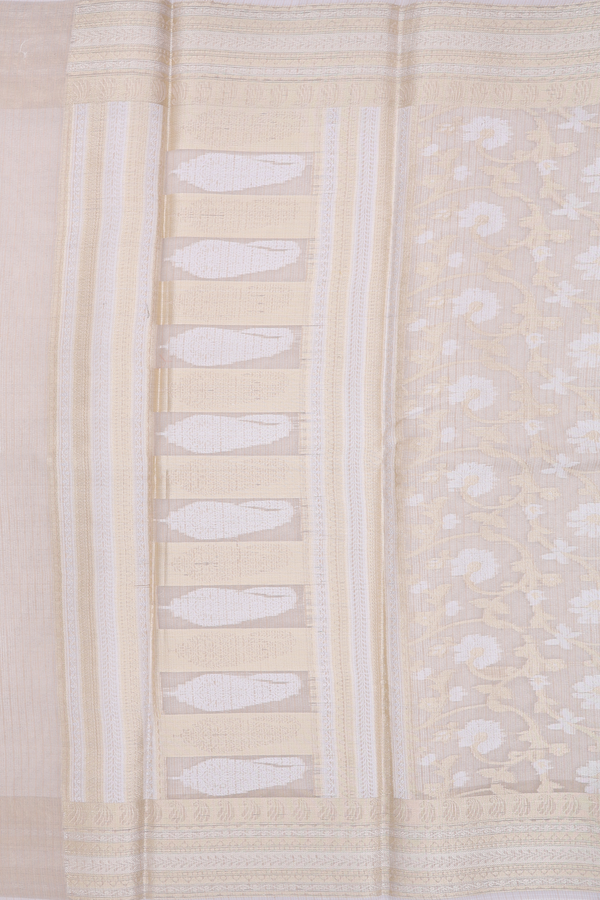 Kota Cotton Saree In Cream Color With Floral Design