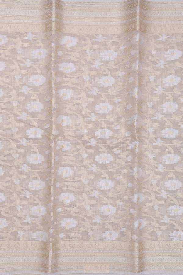 Kota Cotton Saree In Cream Color With Floral Design