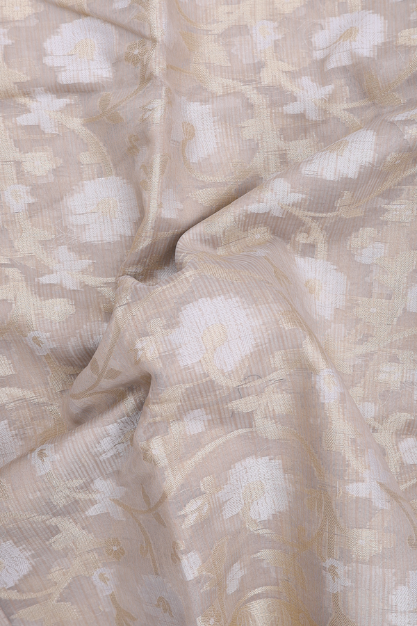 Kota Cotton Saree In Cream Color With Floral Design