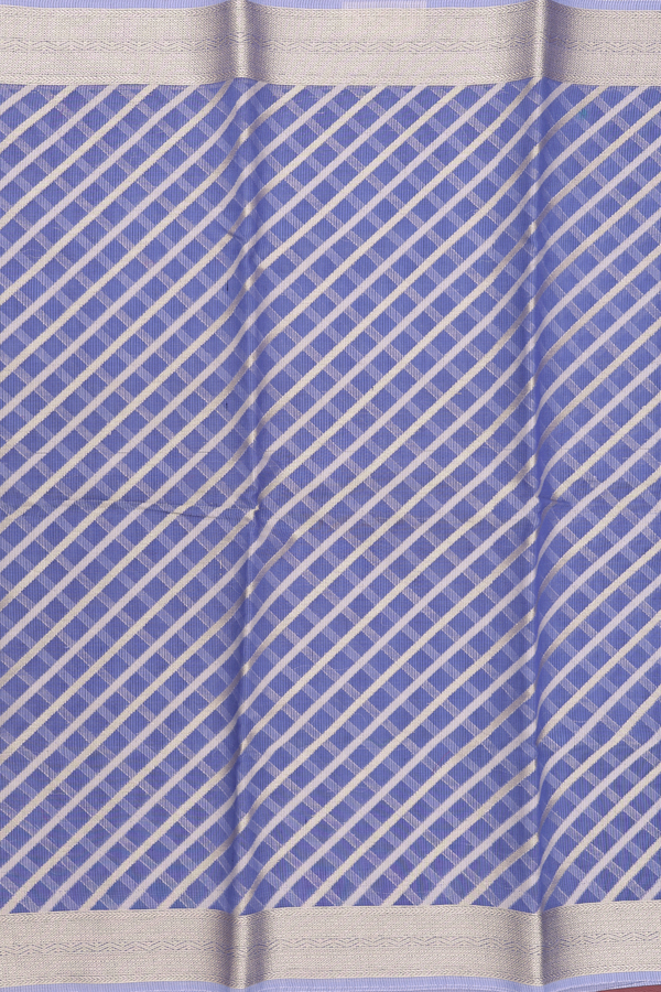 Kota Cotton Saree In Blue With Diagonal Design