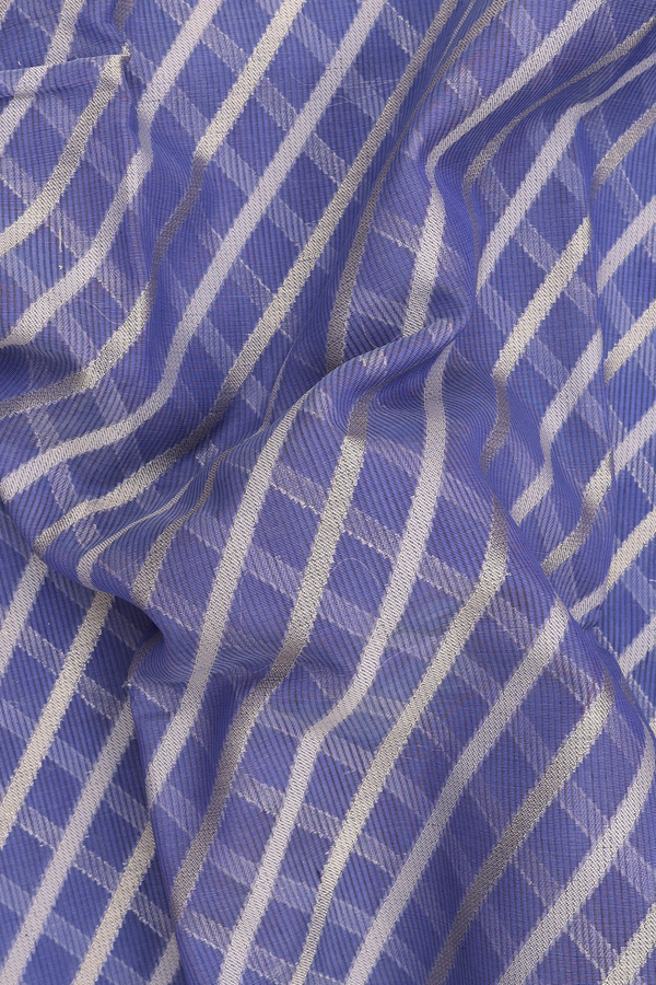 Kota Cotton Saree In Blue With Diagonal Design