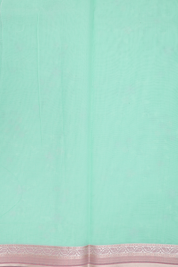 Kota Cotton Saree In Mint Blue With Floral Embroidered Design