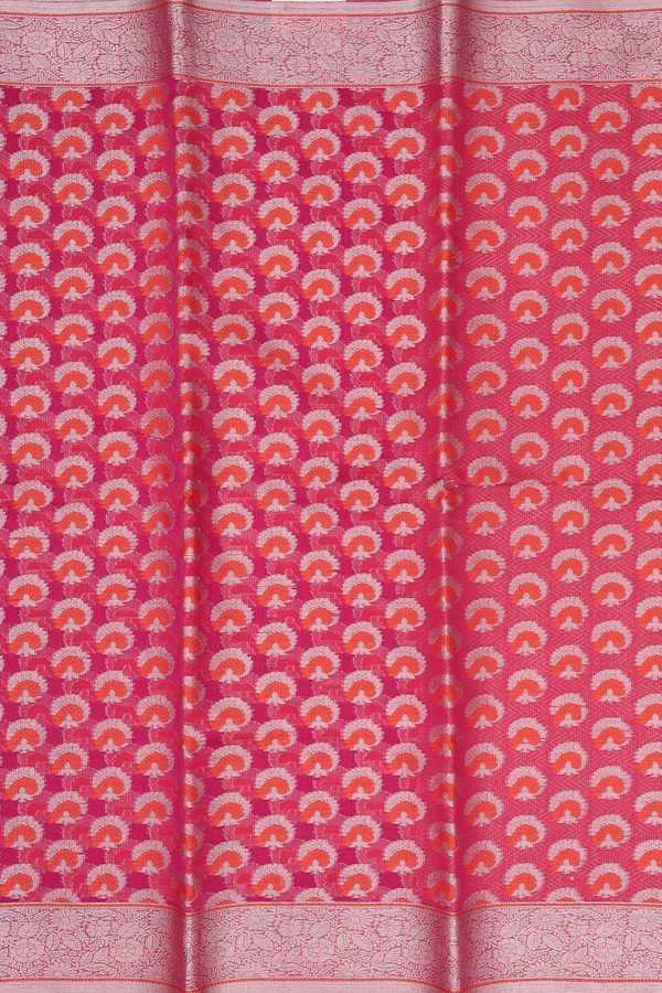 Kota Cotton Saree In Dark Pink With Floral Buttas
