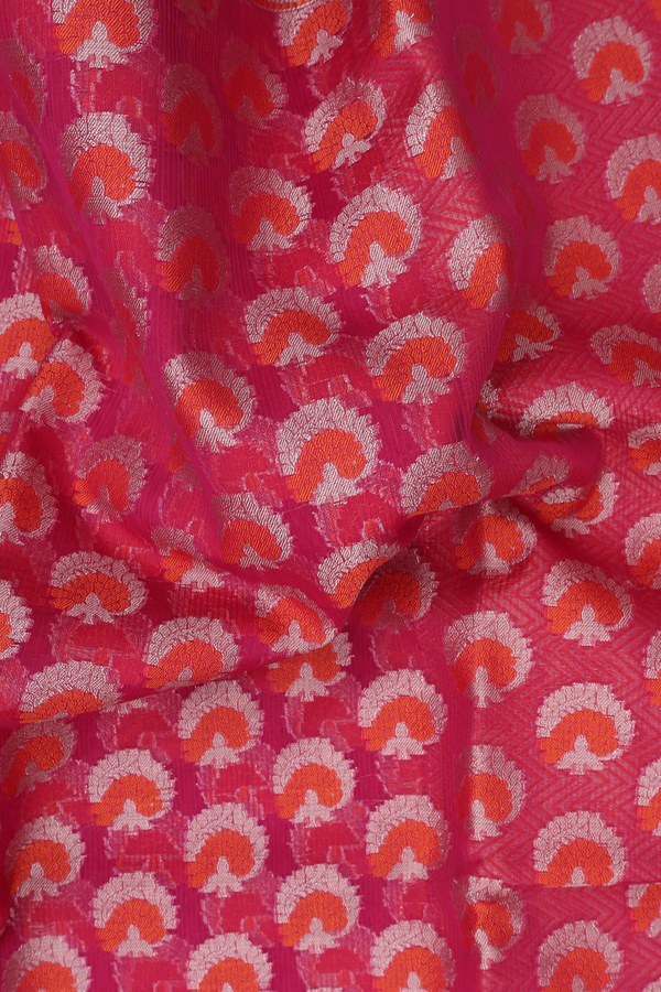 Kota Cotton Saree In Dark Pink With Floral Buttas