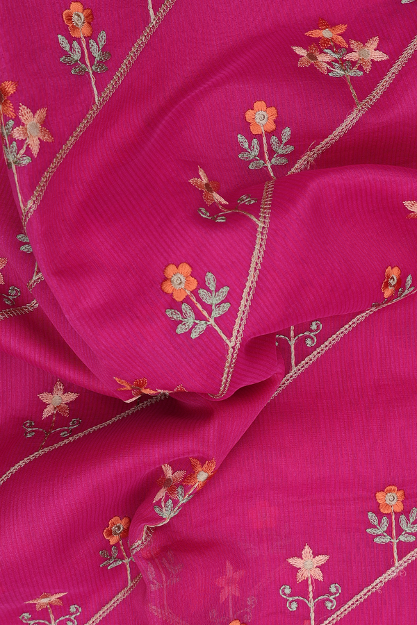 Kota Cotton Saree In Rani Pink With Diagonal Design