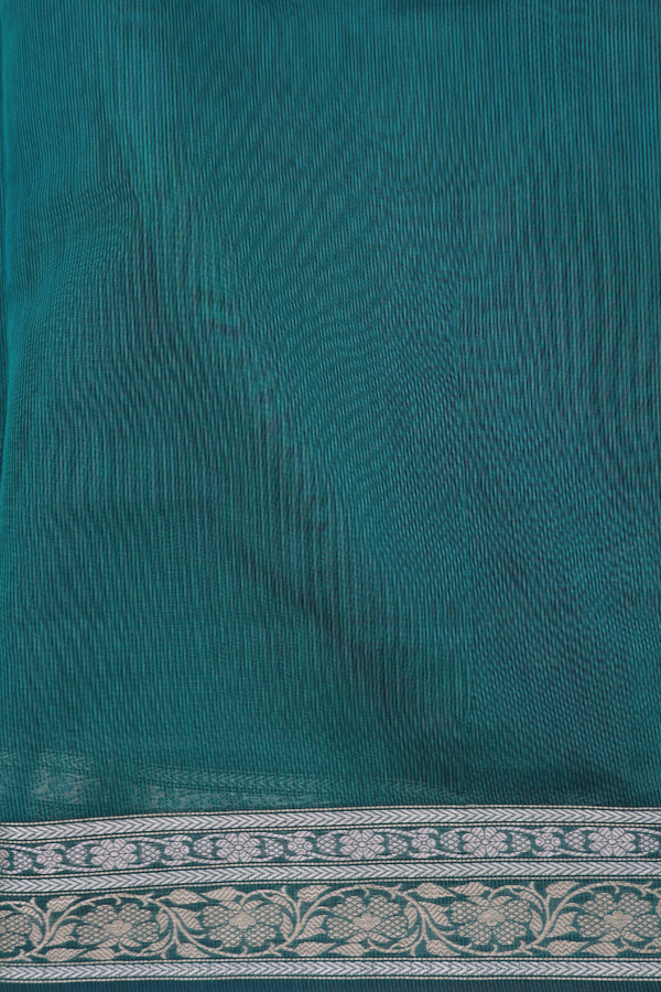 Kota Cotton Saree In Dark Green With Diagonal Design