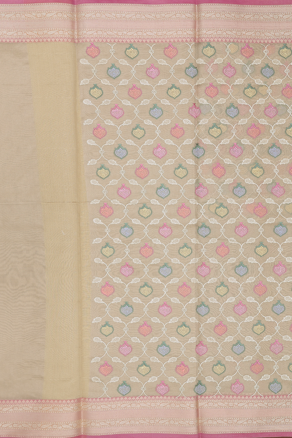 Kota Cotton Saree In Cream Color Tissue With Ogee Design