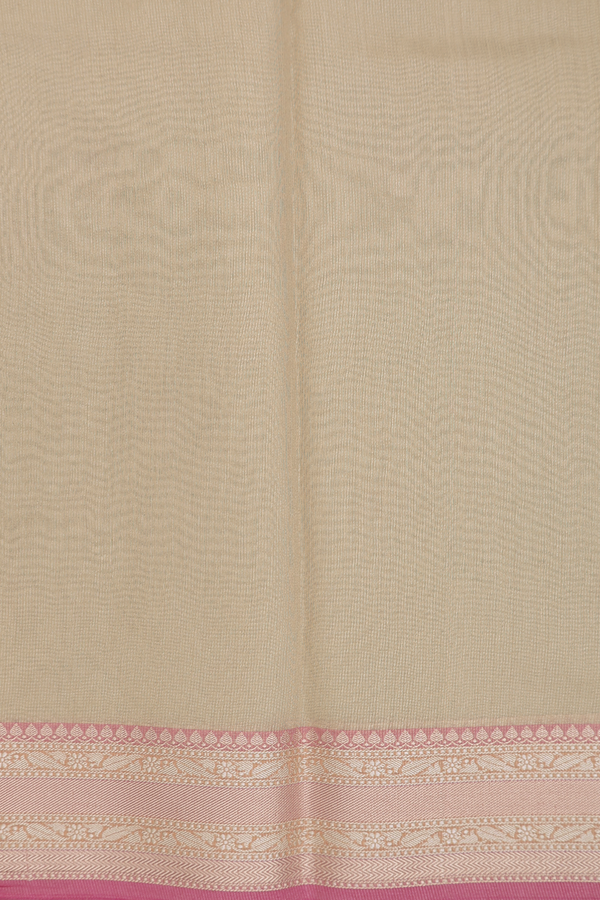 Kota Cotton Saree In Cream Color Tissue With Ogee Design