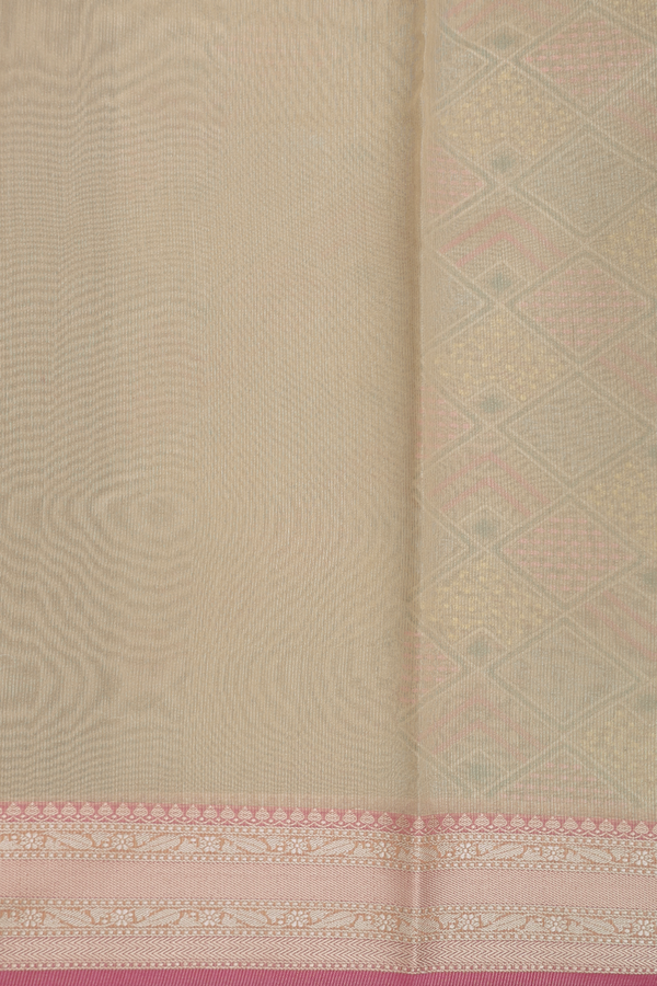 Kota Cotton Saree In Tissue Cream With Diamond Design