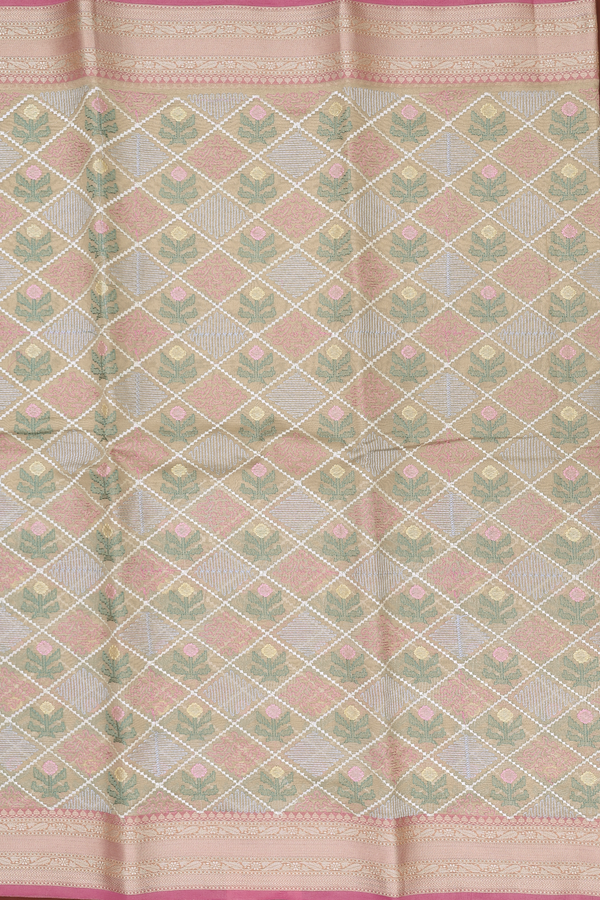 Kota Cotton Saree In Cream Color Tissue With Diamond Design