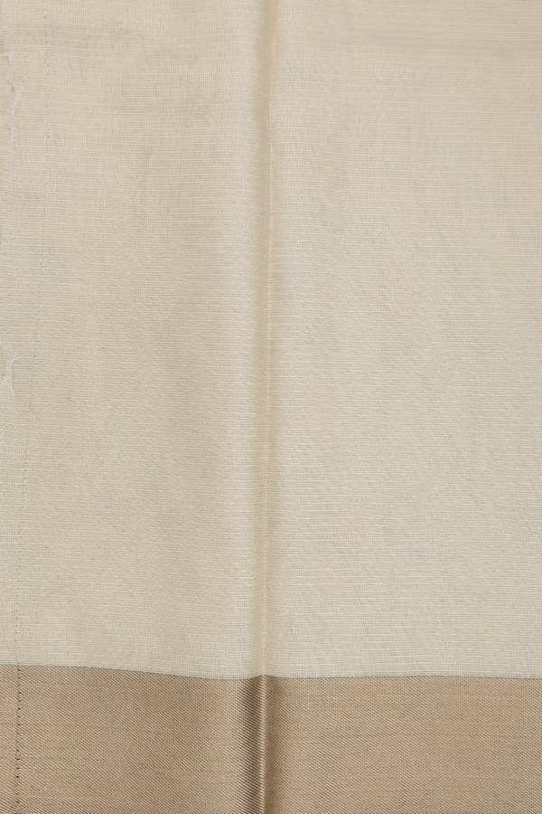 Kota Cotton Saree In Tissue Cream With Embroidered Design