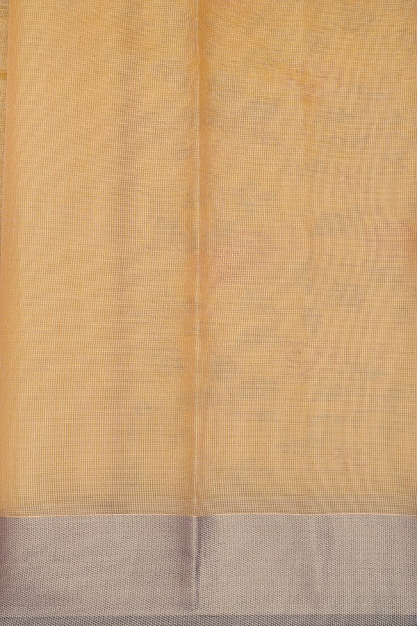 Kota Cotton Saree In Yellow With Embroidered Design