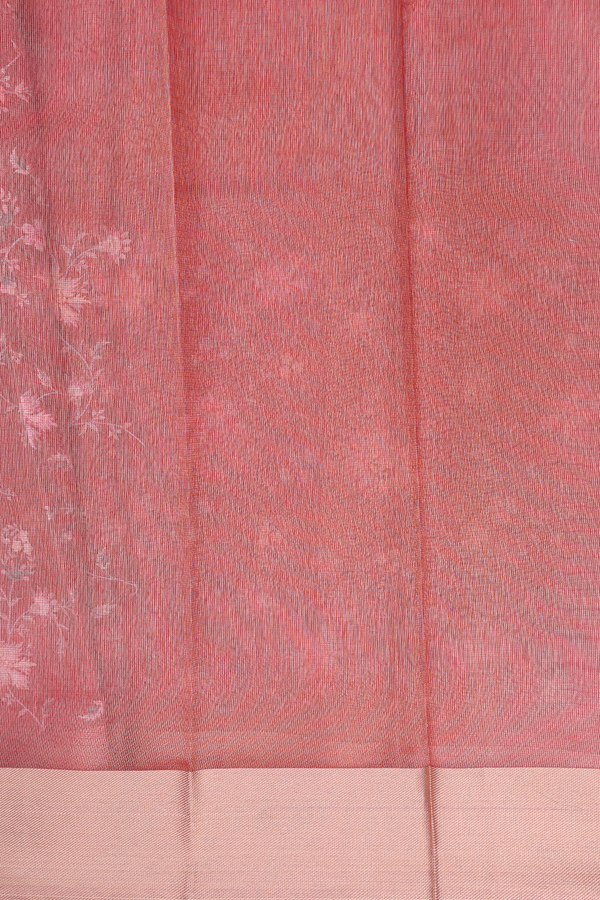 Kota Cotton Saree In Brick Red With Floral Design