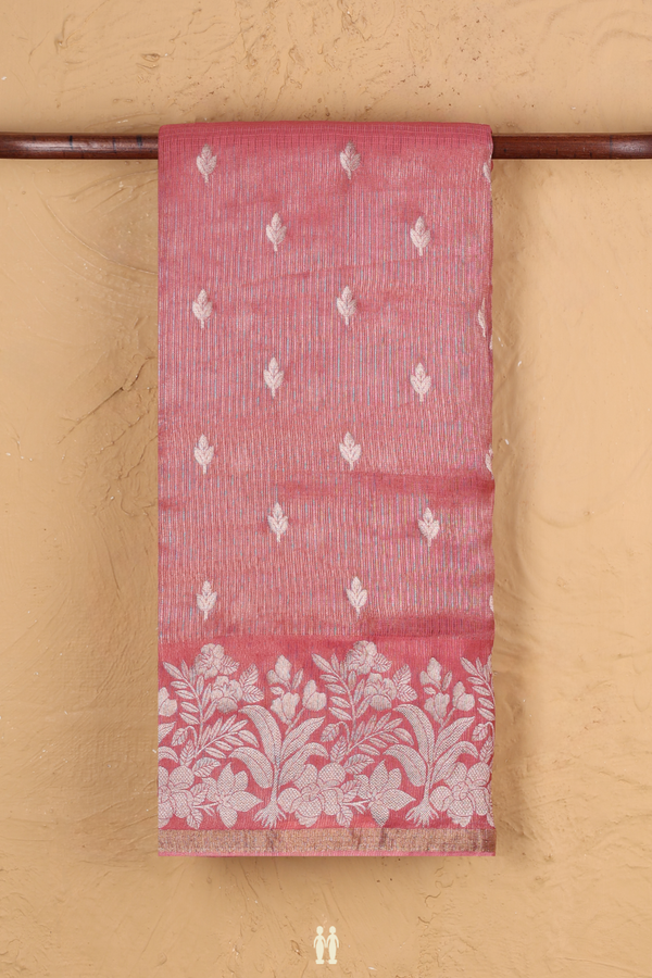 Kota Silk Saree In Pink Tissue With Zari Buttas
