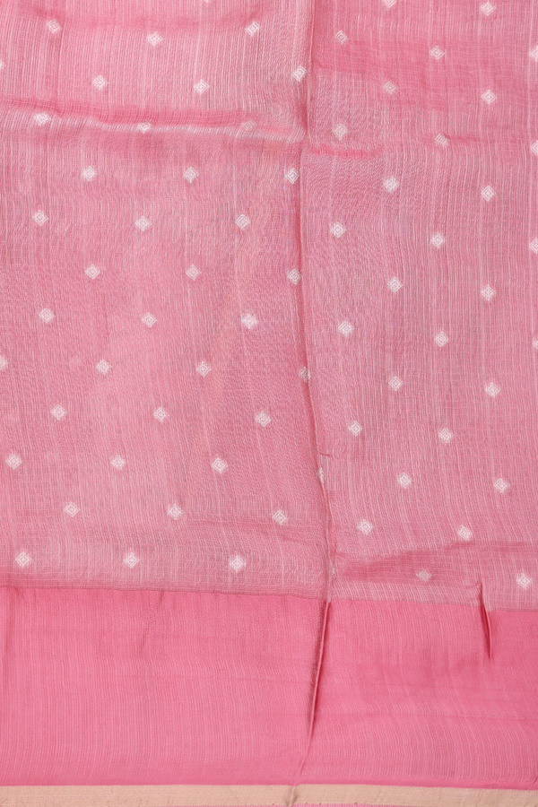 Kota Silk Saree In Pink Tissue With Zari Buttas