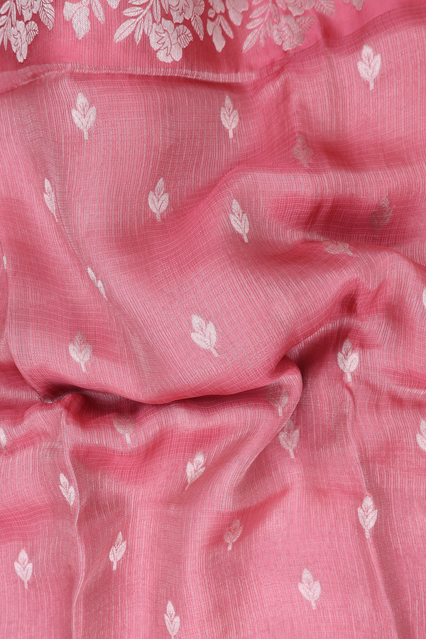 Kota Silk Saree In Pink Tissue With Zari Buttas