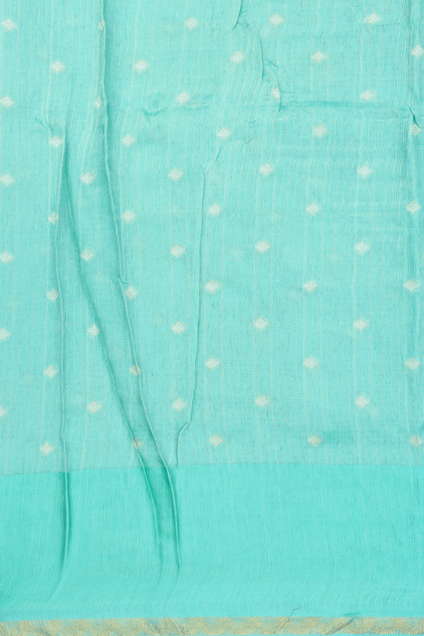 Kota Silk Saree In Tiffany Blue Tissue With Zari Buttas
