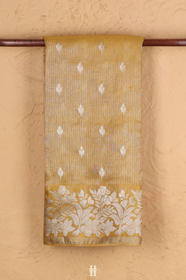 Kota Silk Saree In Yellow Tissue With Zari Buttas