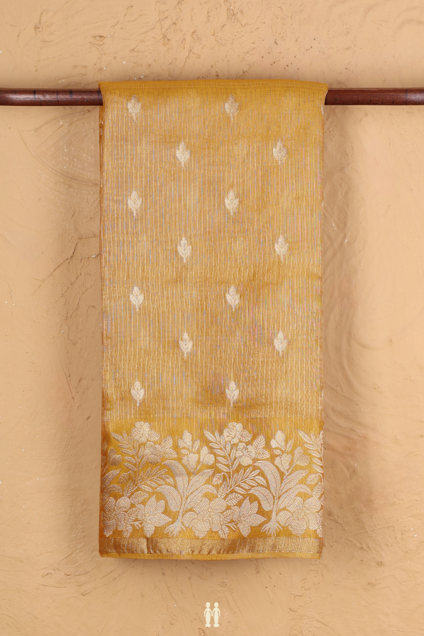 Kota Silk Saree In Yellow Tissue With Zari Buttas
