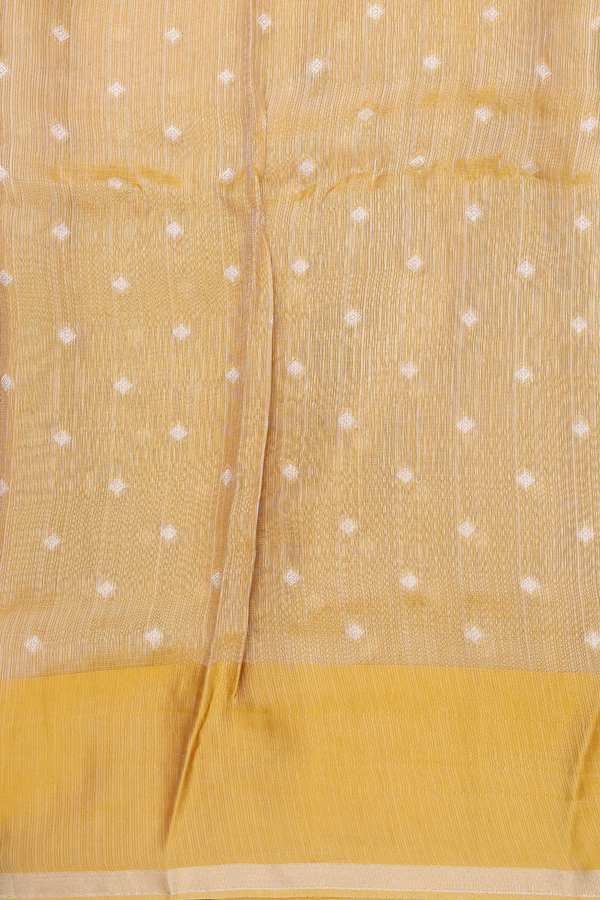 Kota Silk Saree In Yellow Tissue With Zari Buttas