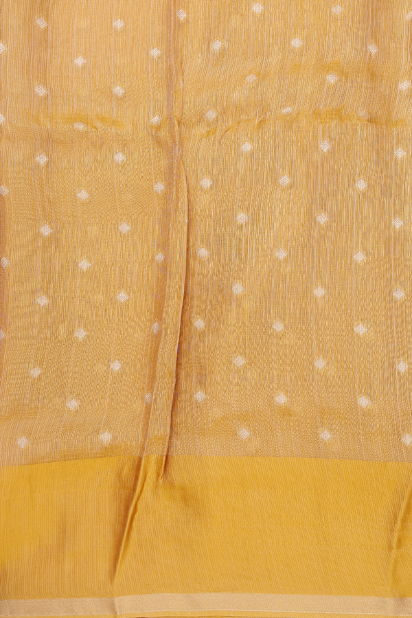Kota Silk Saree In Yellow Tissue With Zari Buttas