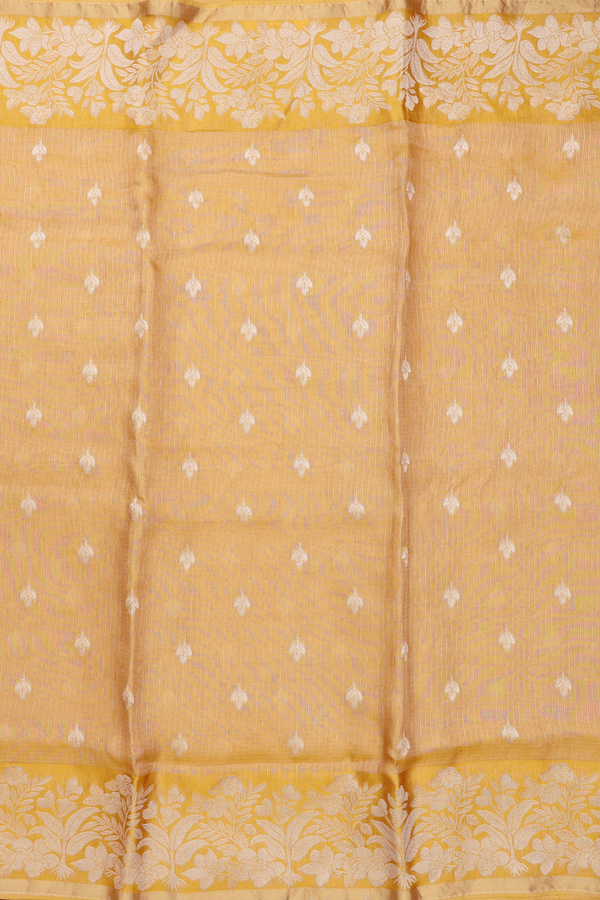 Kota Silk Saree In Yellow Tissue With Zari Buttas