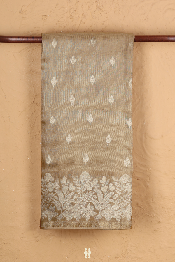 Kota Silk Saree In Brown Tissue With Zari Buttas