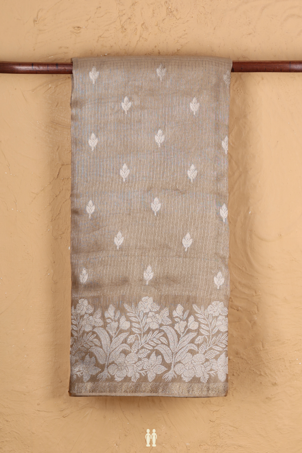 Kota Silk Saree In Brown Tissue With Zari Buttas