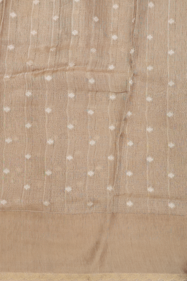 Kota Silk Saree In Brown Tissue With Zari Buttas