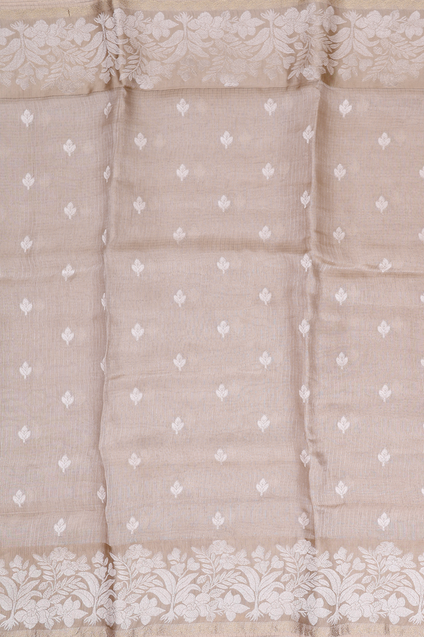 Kota Silk Saree In Brown Tissue With Zari Buttas