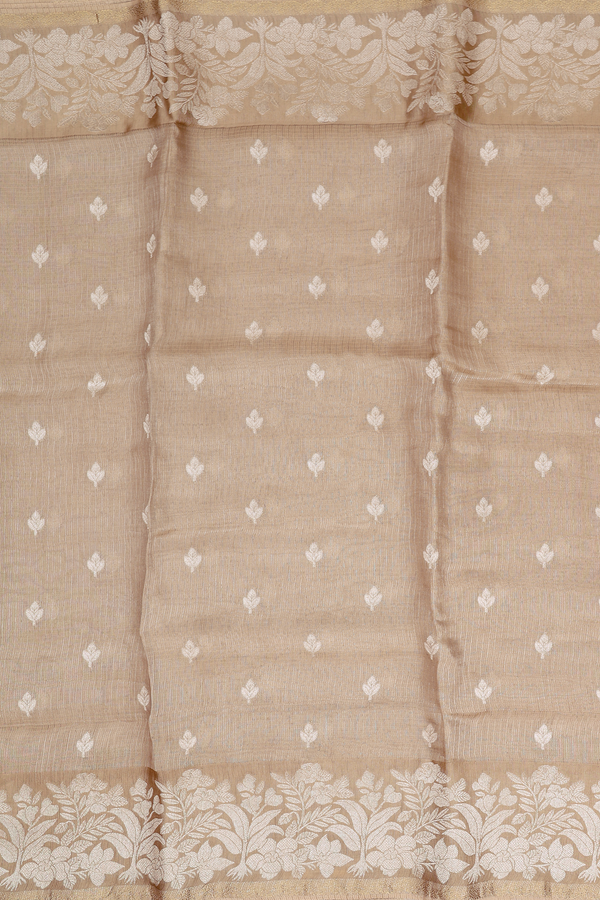 Kota Silk Saree In Brown Tissue With Zari Buttas