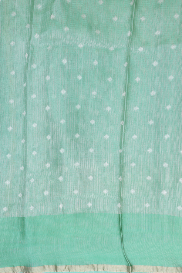 Kota Silk Saree In Green Tissue With Zari Buttas
