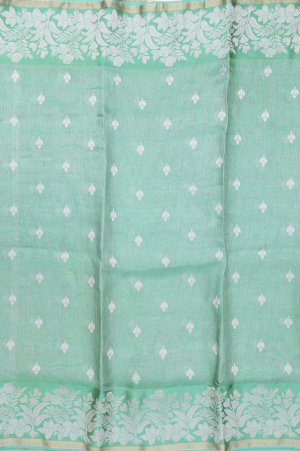 Kota Silk Saree In Green Tissue With Zari Buttas