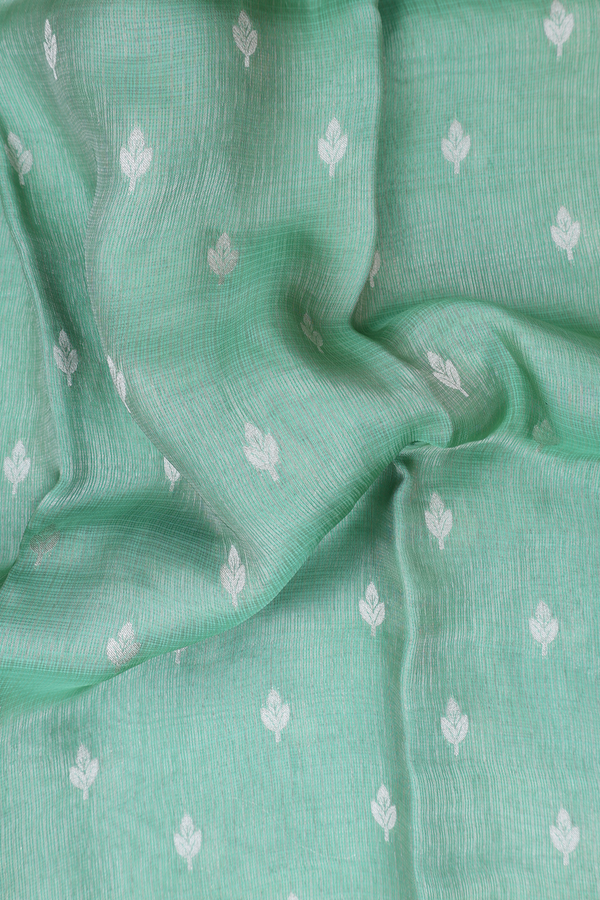 Kota Silk Saree In Green Tissue With Zari Buttas