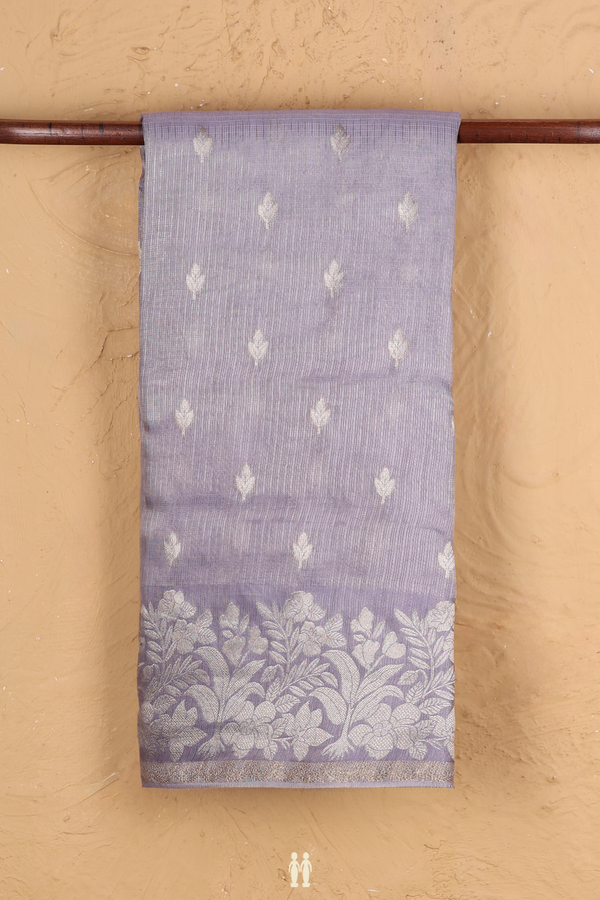 Kota Silk Saree In Dusty Purple Tissue With Zari Buttas