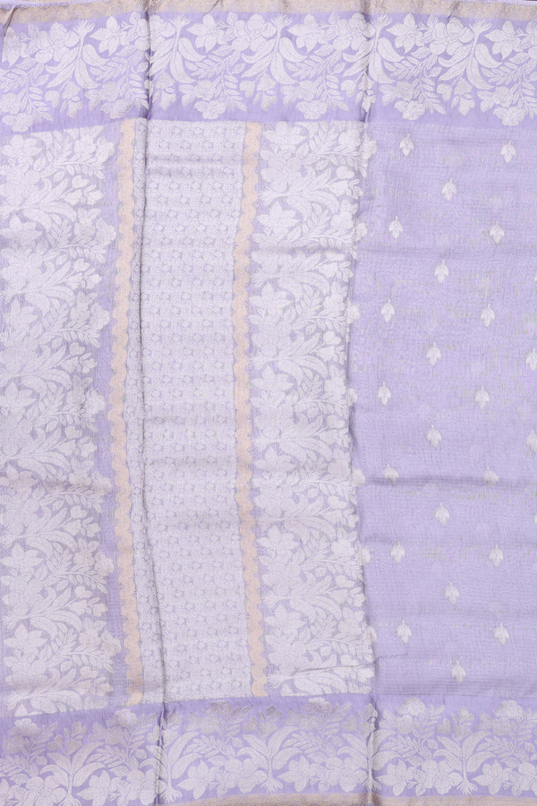 Kota Silk Saree In Dusty Purple Tissue With Zari Buttas