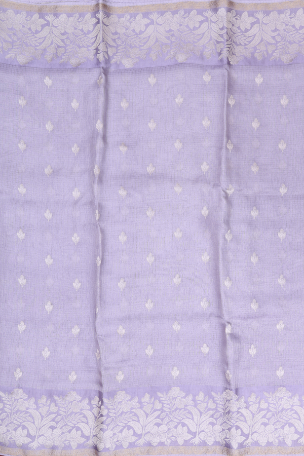 Kota Silk Saree In Dusty Purple Tissue With Zari Buttas