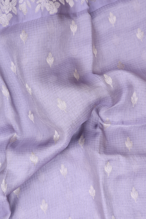 Kota Silk Saree In Dusty Purple Tissue With Zari Buttas